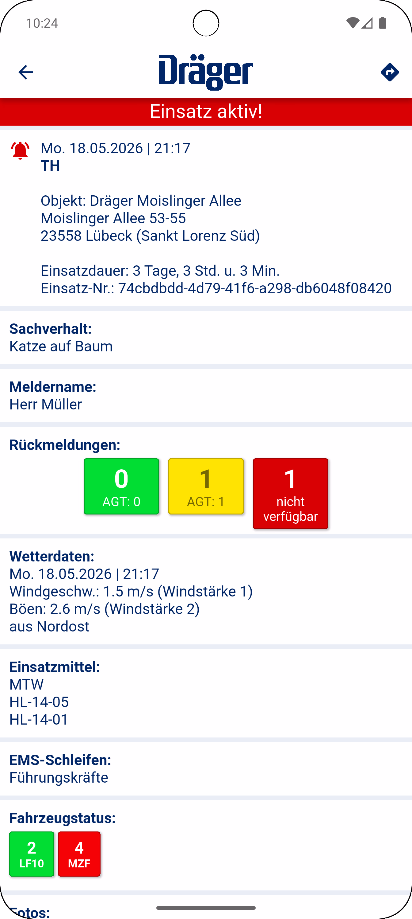 EMS Echtzeit-Rückmeldung